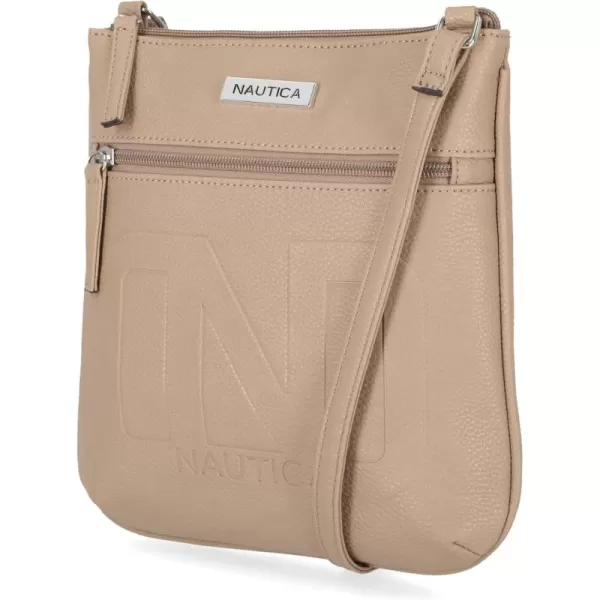 Nautica Womens Lakeside Signature Jaquard North South Crossbody BagMushroom Bannerman