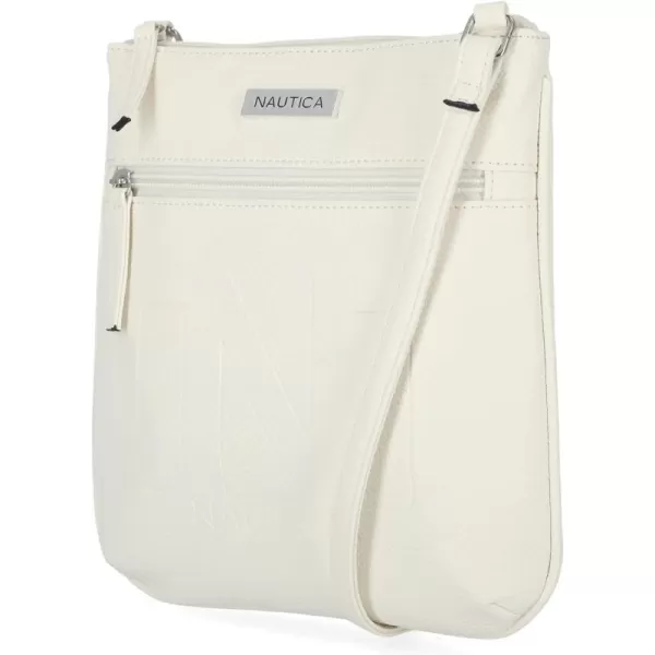 Nautica Womens Lakeside Signature Jaquard North South Crossbody BagWhite