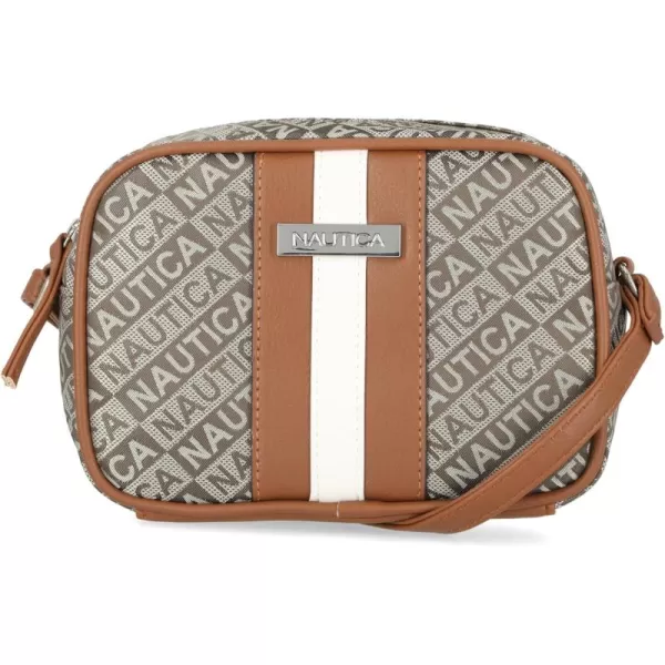 Nautica Womens Nautica Candid Camera Adjustable Crossbody BagKhaki Lakeside Jacquard