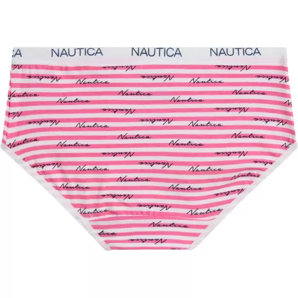 imageNautica Girls Brief Underwear  10 Pack Casual Stretch Logo Waistband MidWaist Briefs  Girls Cotton Underwear 412PrintBlueNavyPink Stripe