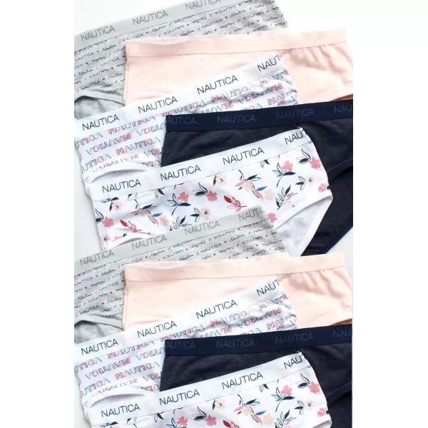 imageNautica Girls Brief Underwear  10 Pack Casual Stretch Logo Waistband MidWaist Briefs  Girls Cotton Underwear 412PrintPinkNavy Heather