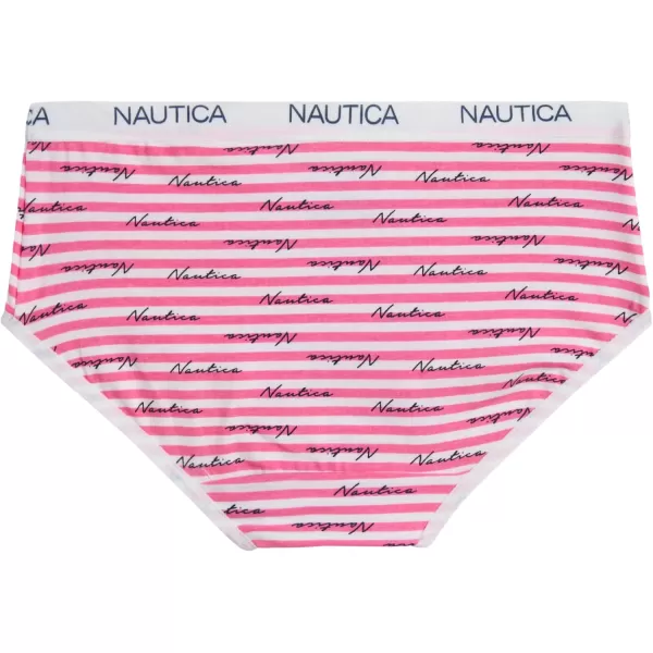 imageNautica Girls Brief Underwear  5 Pack Casual Stretch Logo Waistband MidWaist Briefs  Girls Cotton Underwear 412PrintBlueNavyPink Stripe
