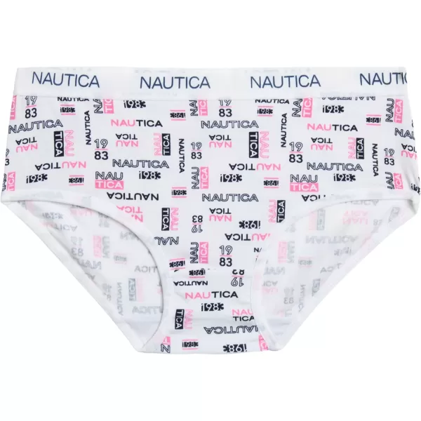 imageNautica Girls Brief Underwear  5 Pack Casual Stretch Logo Waistband MidWaist Briefs  Girls Cotton Underwear 412PrintBlueNavyPink Stripe