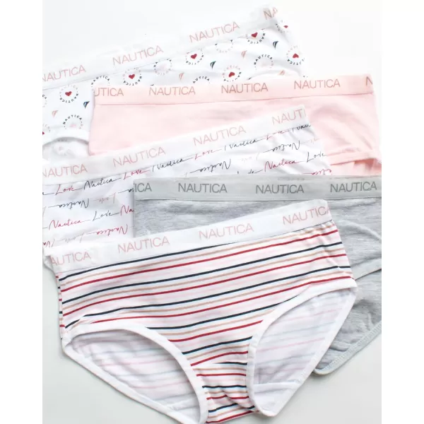 imageNautica Girls Brief Underwear  5 Pack Casual Stretch Logo Waistband MidWaist Briefs  Girls Cotton Underwear 412PrintLight GreyBlushPrint