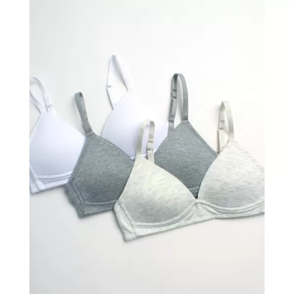 imageNautica Girls Training Bra  2 Pack3 Pack Molded and Ribbed ACup Girls Sports Bra  Training Bralettes for Girls 30A36ALight Bleach HeatherWhiteMedium Grey Heather 3pk Molded