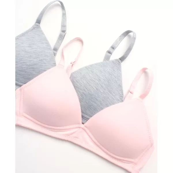 imageNautica Girls Training Bra  2 Pack3 Pack Molded and Ribbed ACup Girls Sports Bra  Training Bralettes for Girls 30A36APink BlissLight Grey Heather 2pk Molded