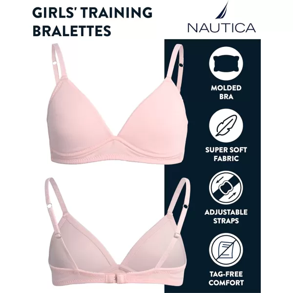 imageNautica Girls Training Bra  2 Pack3 Pack Molded and Ribbed ACup Girls Sports Bra  Training Bralettes for Girls 30A36APink BlissLight Grey Heather 2pk Molded