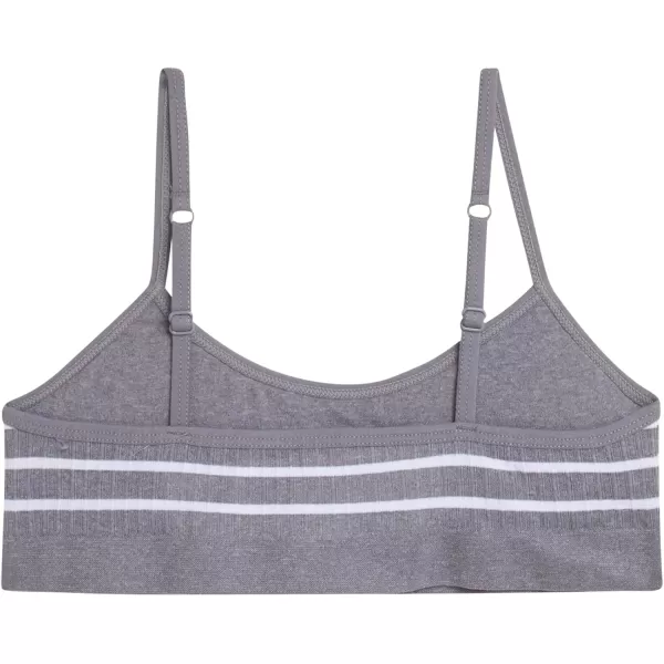 imageNautica Girls Training Bra  2 or 4 Pack Seamless Ribbed Cami Bralette for Girls  Adjustable Straps Removable Pads SXLGrey Heather StripeWhite2pk