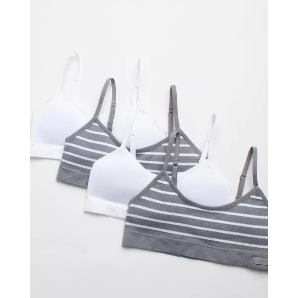 imageNautica Girls Training Bra  2 or 4 Pack Seamless Ribbed Cami Bralette for Girls  Adjustable Straps Removable Pads SXLGrey Heather StripeWhite4pk