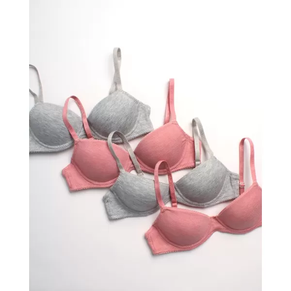 imageNautica Girls Training Bra  4 Pack6 Pack Molded and Ribbed ACup Girls Sports Bra  Training Bralettes for Girls 30A36APink HeatherLight Grey Heather 4pk Molded Rib