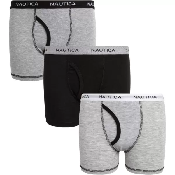 imageNautica Boys Boxer Briefs  3 Pack6 Pack Soft Casual Stretch Boys Cotton Boxer Briefs  Kids Underwear Boys Boxers 418BlackLight GreyMedium Grey3pk