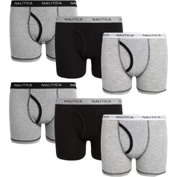 imageNautica Boys Boxer Briefs  3 Pack6 Pack Soft Casual Stretch Boys Cotton Boxer Briefs  Kids Underwear Boys Boxers 418BlackLight Heather GreyMedium Heather Grey6pk