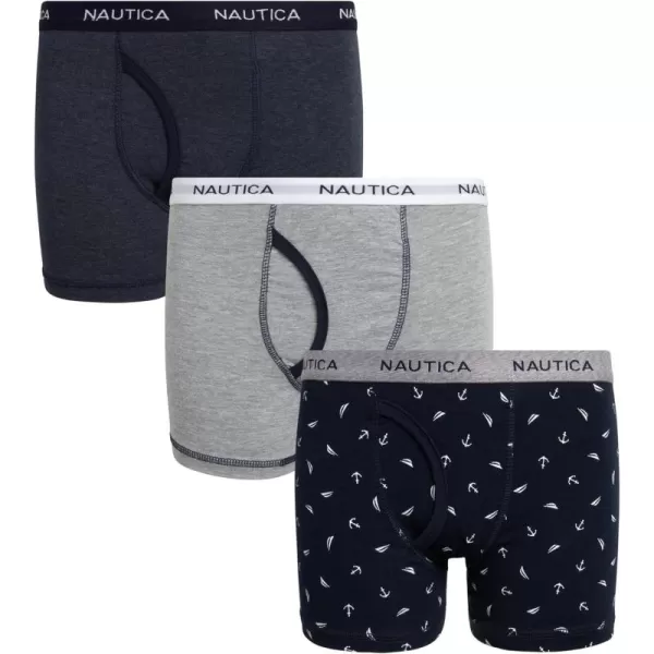 imageNautica Boys Boxer Briefs  3 Pack6 Pack Soft Casual Stretch Boys Cotton Boxer Briefs  Kids Underwear Boys Boxers 418NavyMedium Heather3pk