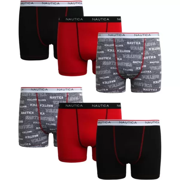 imageNautica Boys Boxer Briefs  3 Pack6 Pack Stretch Performance Boys Underwear  Breathable Kids Boxer Briefs for Boys 618Block LogoBarbados CherryBlack6pk