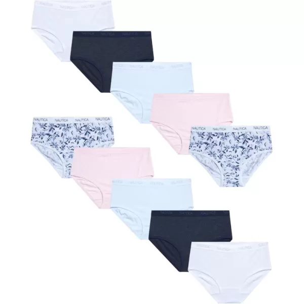 imageNautica Girls Brief Underwear  10 Pack Casual Stretch Logo Waistband MidWaist Briefs  Girls Cotton Underwear 412PinkHibiscus FloralPowder PinkWhite Dawn FrostNavy Heather