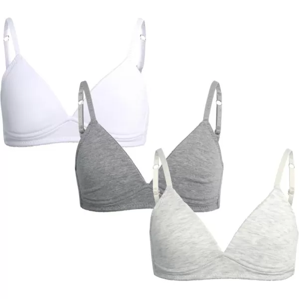 imageNautica Girls Training Bra  2 Pack3 Pack Molded and Ribbed ACup Girls Sports Bra  Training Bralettes for Girls 30A36ALight Bleach HeatherWhiteMedium Grey Heather 3pk Molded