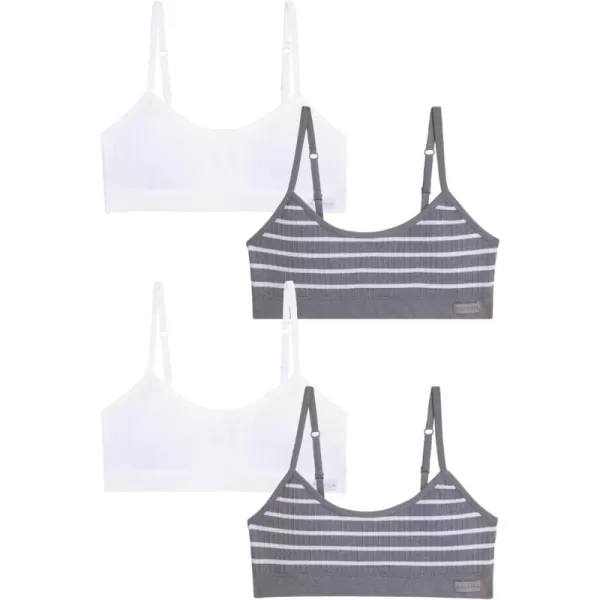 Grey Heather Stripe/White-4pk