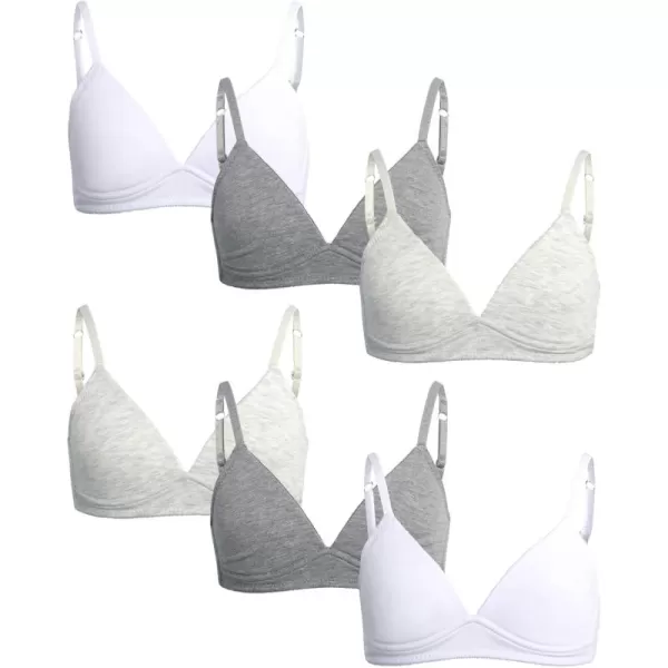 imageNautica Girls Training Bra  4 Pack6 Pack Molded and Ribbed ACup Girls Sports Bra  Training Bralettes for Girls 30A36ALight Bleach HeatherWhiteMedium Grey Heather 6pk Molded