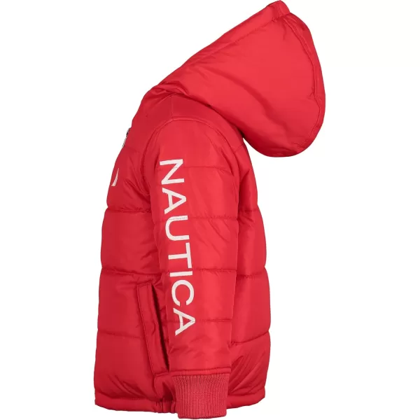 imageNautica Boys Heavy Weight Hooded Bubble Jacket with Polar Fleece LiningCarmineNavy