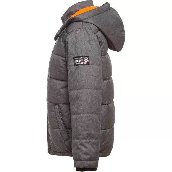 imageNautica Boys Heavy Weight Hooded Bubble Jacket with Polar Fleece LiningDeluxe Coal Heather Dm10