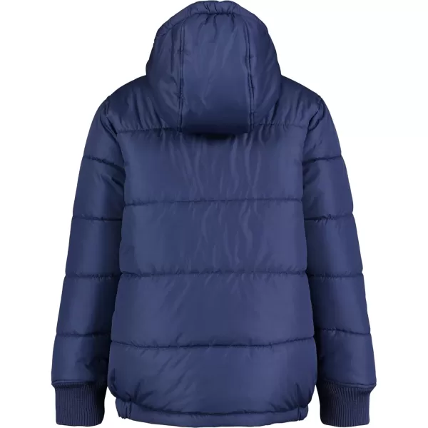 imageNautica Boys Heavy Weight Hooded Bubble Jacket with Polar Fleece LiningJ NavyOrange