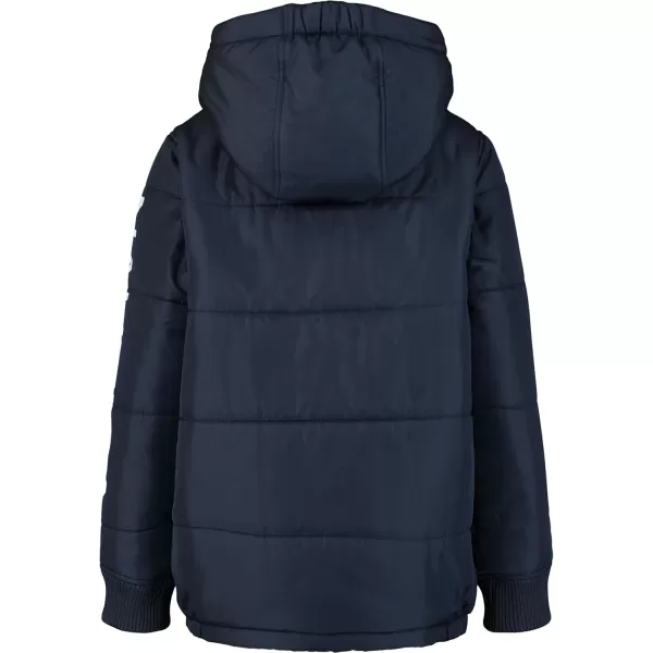 imageNautica Boys Heavy Weight Hooded Bubble Jacket with Polar Fleece LiningNew Sport Navy