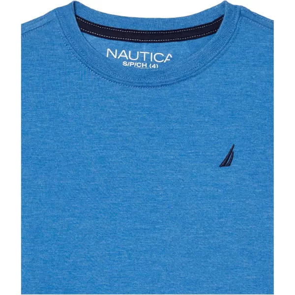 imageNautica Boys Short Sleeve Solid Crew Neck TShirt Soft Comfortable Relaxed FitLegacy Cobalt Heather