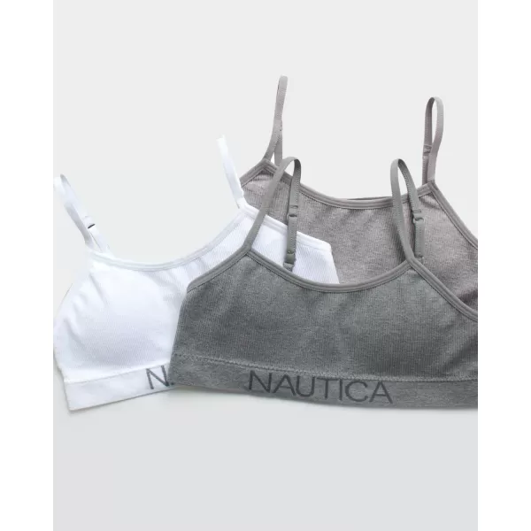 imageNautica Girls Training Bra  3 Pack6 Pack Seamless Cami Bralette  Bra for Girls Removable Pads 3036WhiteLight Grey HeatherMedium Grey Heather3pk