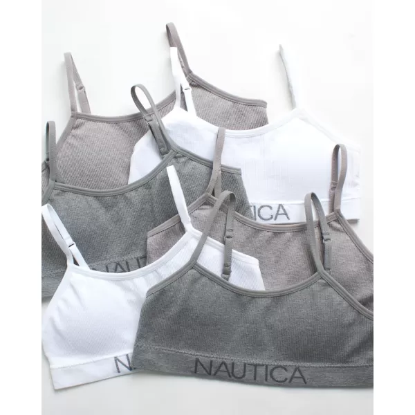 imageNautica Girls Training Bra  3 Pack6 Pack Seamless Cami Bralette  Bra for Girls Removable Pads 3036WhiteLight Grey HeatherMedium Grey Heather6pk