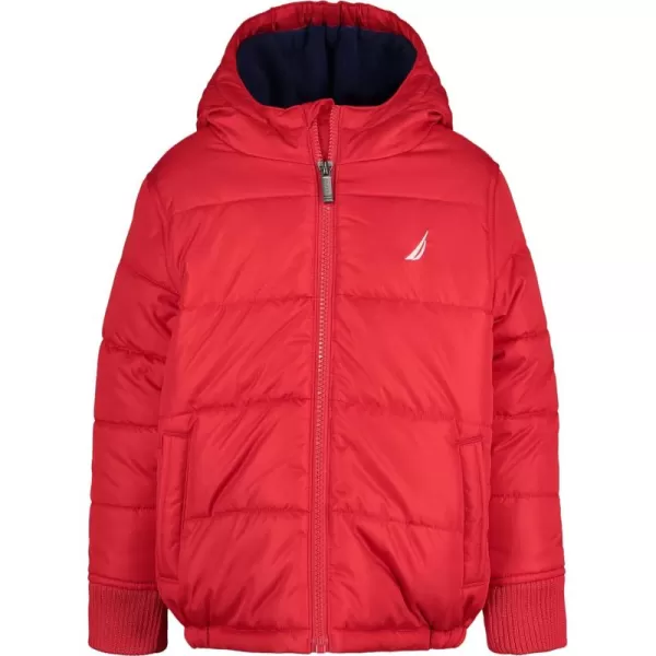 imageNautica Boys Heavy Weight Hooded Bubble Jacket with Polar Fleece LiningCarmineNavy