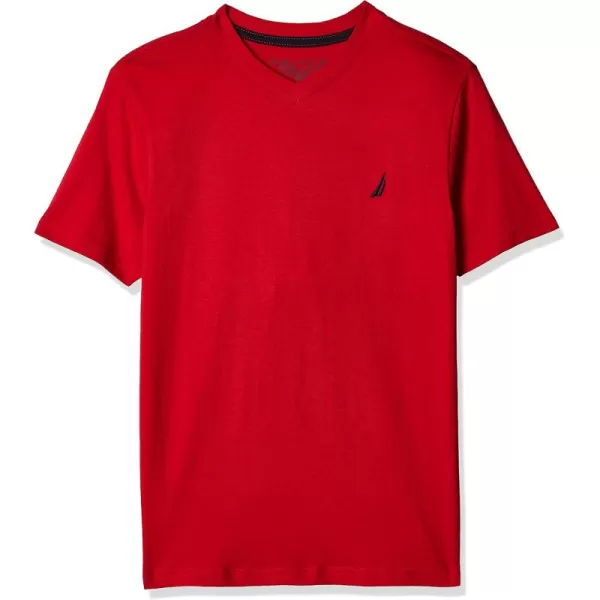 imageNautica Boys Short Sleeve Solid VNeck TShirtLegacy Carmine