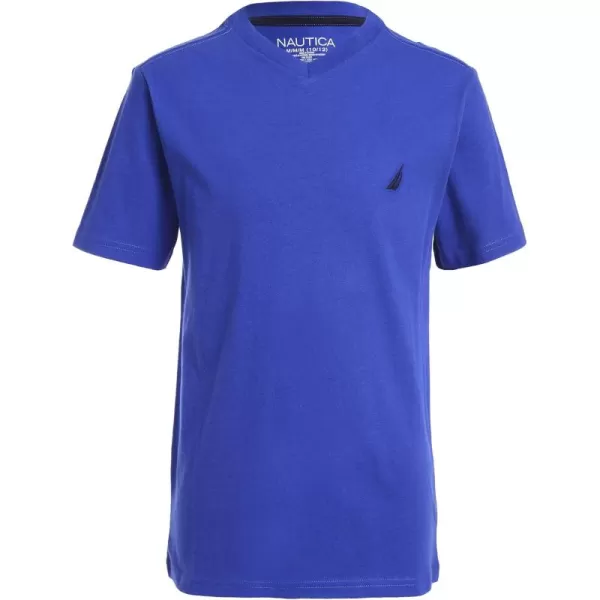 imageNautica Boys Short Sleeve Solid VNeck TShirtLegacy Cobalt