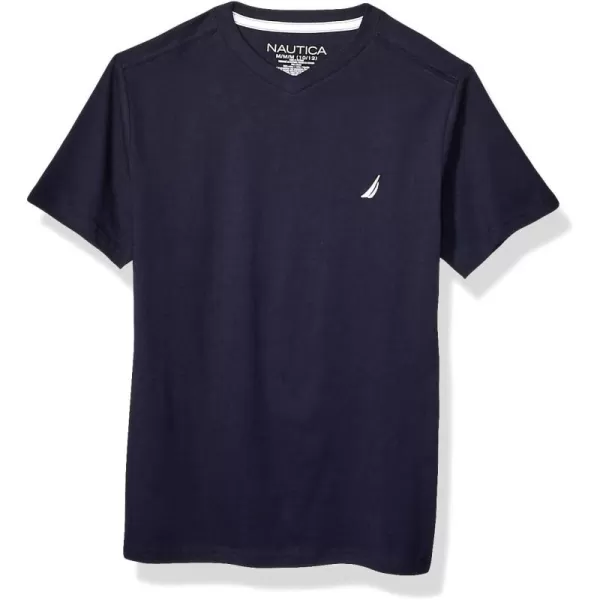 imageNautica Boys Short Sleeve Solid VNeck TShirtLegacy Navy