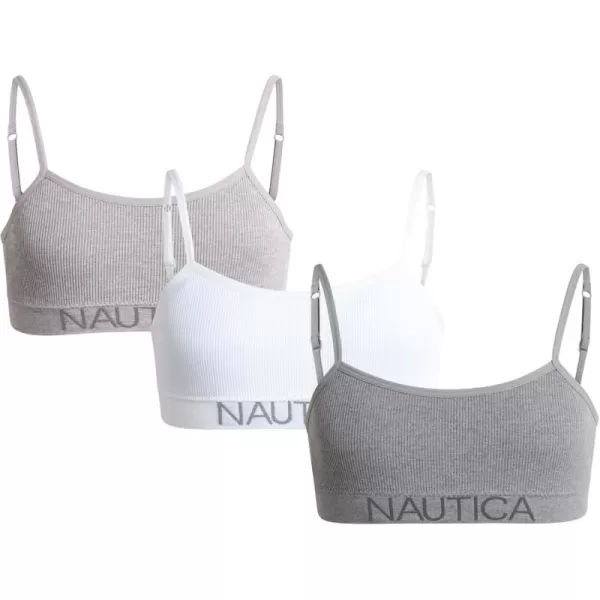 imageNautica Girls Training Bra  3 Pack6 Pack Seamless Cami Bralette  Bra for Girls Removable Pads 3036WhiteLight Grey HeatherMedium Grey Heather3pk