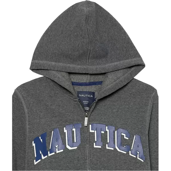 imageNautica Boys Long Sleeve Fleece Full Zip Hoodie Comfortable Relaxed FitCoal Heather Solid