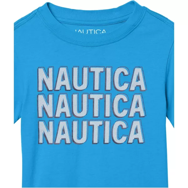 imageNautica Boys Short Sleeve Graphic Crew Neck TShirt Soft Comfortable Relaxed FitForward Blue Sky