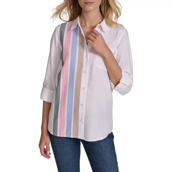 imageNautica Womens Button Front Long Sleeve Roll Tab ShirtConfetti