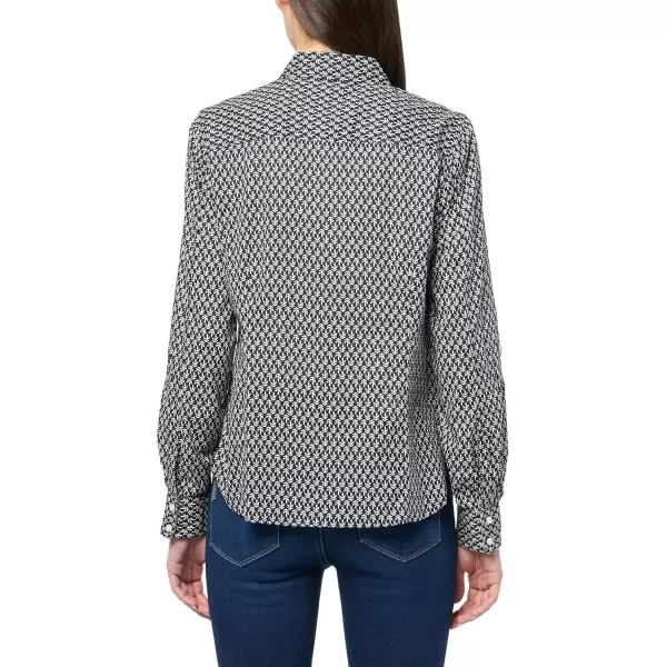 imageNautica Womens Button Front Long Sleeve Roll Tab ShirtNight Sky Multi