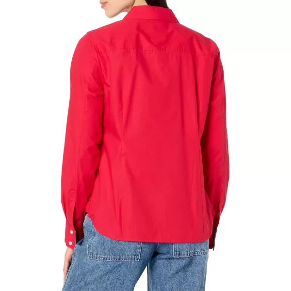 imageNautica Womens Button Front Long Sleeve Roll Tab ShirtRegatta Red