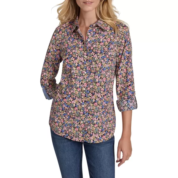 imageNautica Womens Button Front Long Sleeve Roll Tab ShirtSolid Confetti