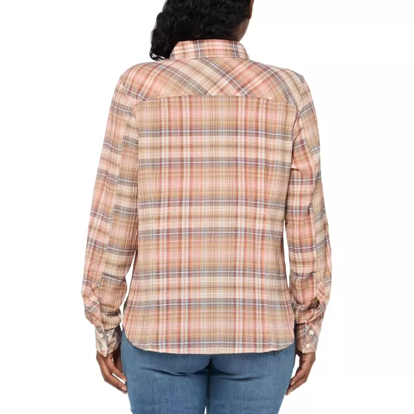 imageNautica Womens Button Front Long Sleeve Roll Tab ShirtTigers Eye