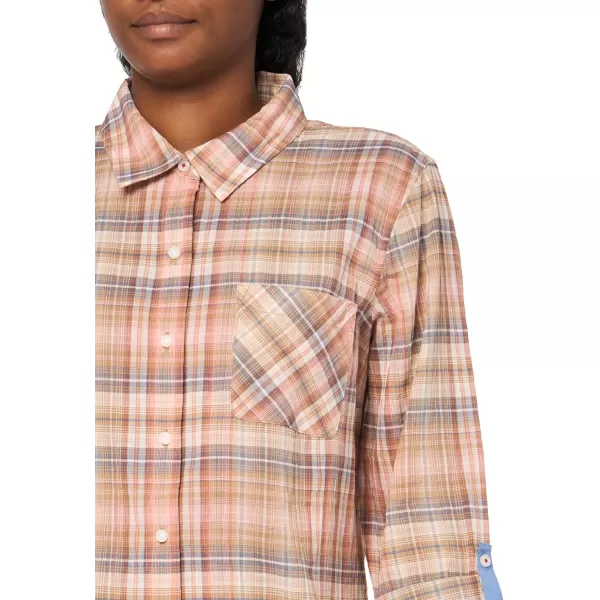 imageNautica Womens Button Front Long Sleeve Roll Tab ShirtTigers Eye