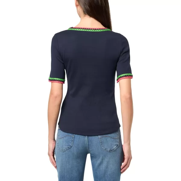 imageNautica Womens Cotton Short Sleeve Solid Knit TopNight Sky