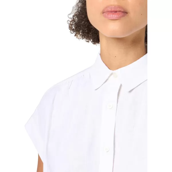 imageNautica Womens Linen Blend Short Sleeve Button Through ShirtBright White