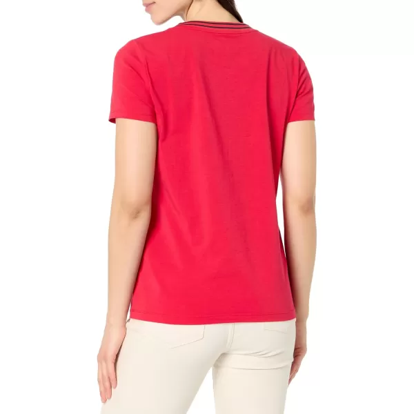 imageNautica Womens Solid Vneck Short Sleeve TShirtRegatta Red