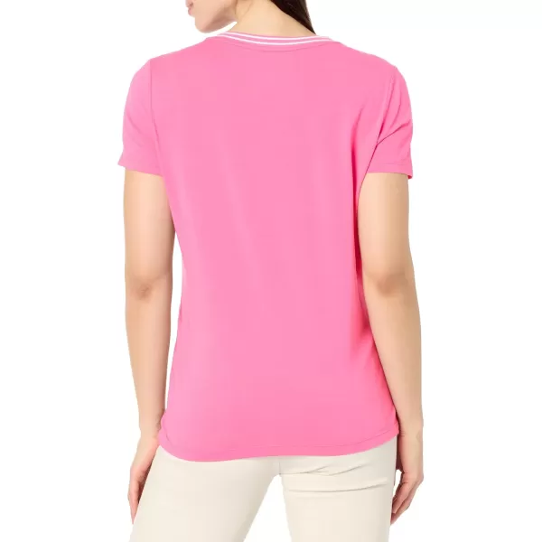 imageNautica Womens Solid Vneck Short Sleeve TShirtSangria Sunset