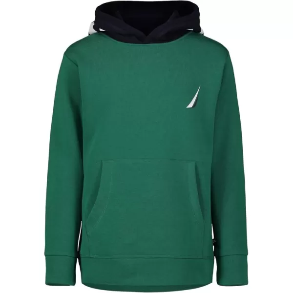 imageNautica Boys Long Sleeve Fleece Pullover Hoodie Comfortable Relaxed FitAlpine Green Hood Hit