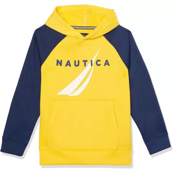 imageNautica Boys Long Sleeve Fleece Pullover Hoodie Comfortable Relaxed FitDandelionNavy Raglan