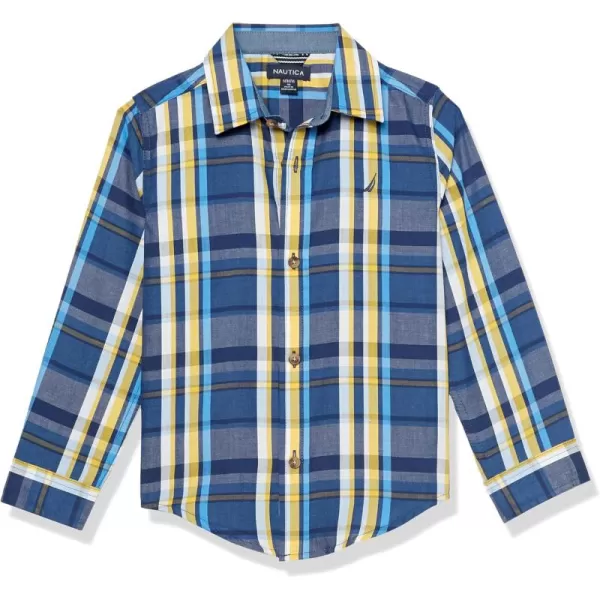 imageNautica Boys Long Sleeve Woven ButtonDown Shirt Comfortable Classic FitNautica J Navy Plaid