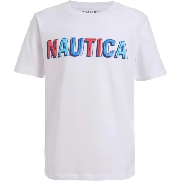 imageNautica Boys Short Sleeve Graphic Crew Neck TShirt Soft Comfortable Relaxed FitPressed White Rainbow Ea12